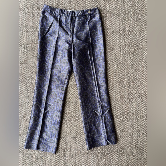 Michael Kors Luxury‎ Resort Collection Purple Metallic Pants Floral Paisley 8 - Picture 1 of 7